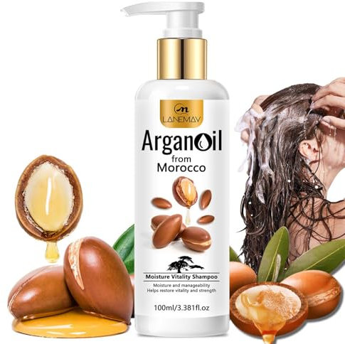 Marokko Arganöl-Shampoo, marokkanische Essenz-Pflege mit Keratin, intensive Weichheit und Glanz, feuchtigkeitsspendend und stärkend, feuchtigkeitsspendend, Anti-Frizz, für lockiges, glattes, trockenes