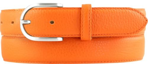 BELTINGER Italienischer Damen-Gürtel, 30 mm breit, Damen, Chinogürtel, Hosengürtel, strukturiertes Leder, Schließe Silber