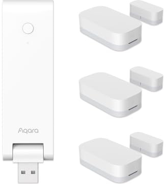 Aqara Sensore per Porte e Finestre 3-Pack, con Hub M100, Connessione Zigbee, Rilevatore Wireless per Sistema di allarme e Domotica Intelligente, Compatibile con Apple HomeKit, Alexa, IFTTT