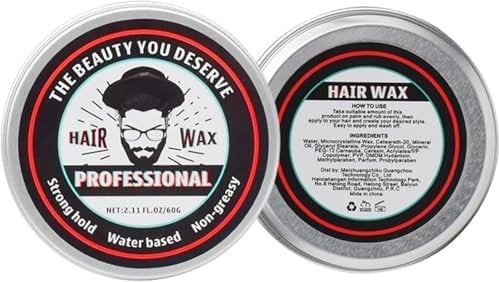 Cera per capelli da uomo, pomata non grassa, cera professionale opaca, tenuta forte e flessibile, per capelli ribelli e crespi - 60 g