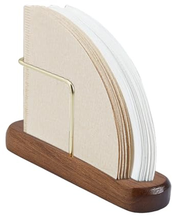 DICOSMETIC 1 Set Kaffeefilterhalter Aus Holz Und Edelstahl Zur Aufbewahrung von Kaffeefiltern Inklusive Ständer Für Filter Und Aufbewahrungsspender Für Zuhause Büro Oder Bar