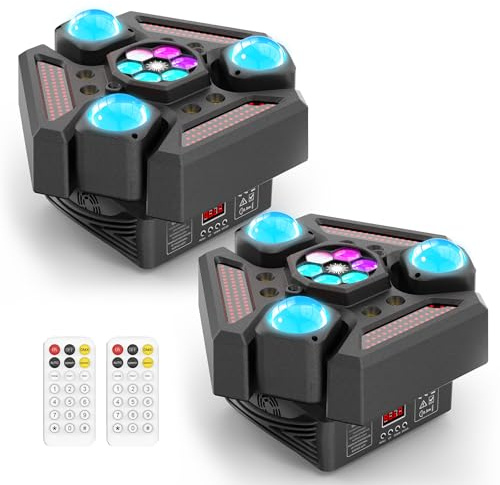 2PCS 180W Moving Head LED mit Fernbedienung, RGBW Beam Bühnenlicht Strahl 24/32CH Partylicht Scheinwerfer für Disco DJ Club Bar Tanzfläche