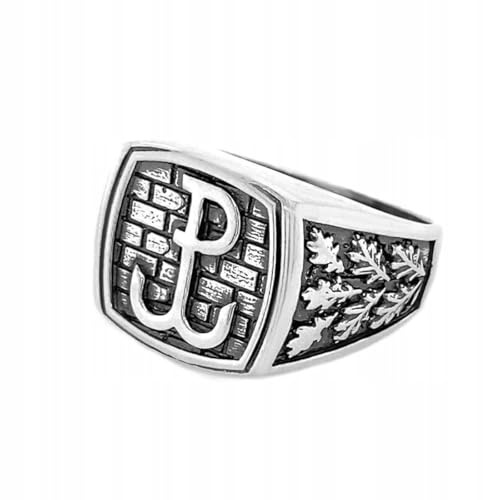 Ulex Premium 925 Sterling Silber Ringe Herren Siegelring Kämpfendes Polen Oxidiert Patriotisch Symbol Stark Handgefertigt Männer Schmuck Größe 56