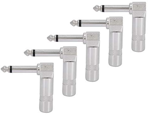 Akozon 5 Pack 90 Dee 6 35Mm 1 4 Inch Mono Phone Plug Guitar o Jack Connector For Phone Cable Terminals