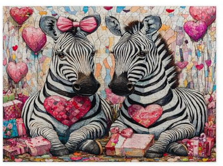 Valentinstag Zebra Puzzles für Erwachsene 500 Teile Buntglas Tier Paar Holzpuzzles Wildlife Gedruckt Dekorationen für Unterhaltungsparty