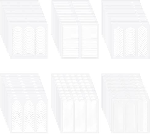 2350 Stück/60 Blatt French Nails Schablone,6 Stile Weiße Nagelsticker French Nails Nagelaufkleber Sticker Selbstklebende Nagelschablonen Frenchs für Dekoration Maniküre Kanten Hilfs DIY Werkzeuge