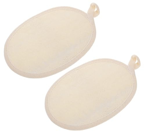 JOINPAYA 2pcs White Synthetic Loofah Bath Towels Exfoliating Body Scrubber for Dead Skin Removal, Sturdy Bathing Accessories for Shower and Home Use