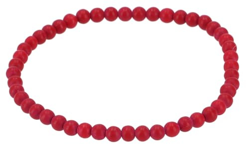 GURU SHOP Mala Armband, Handmala, Buddhistischer Schmuck, rote Steinperle