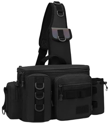 Angelgerät-Tasche, Rutenhalter Tackle Storage Sling Bag Gear Holder, Wasserabweisende Umhängetasche zum Fliegenfischen, leicht, zum Jagen und Angeln