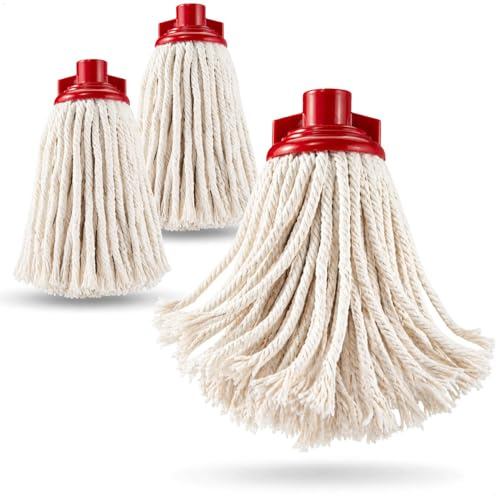 com-four® 3 teste di ricambio mop in cotone, accessori per lavapavimenti | fibre assorbenti e lavabili per parquet - piastrelle - laminato e vinile