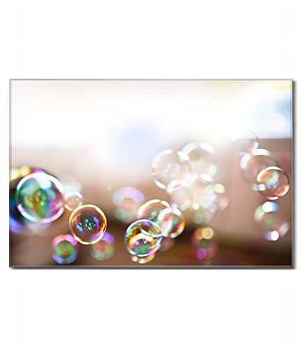 banjado Glas Magnettafel (75 x 50cm) - Magnetwand Glas - Magnetpinnwand als Memoboard - Pinnwand Magnettafel Küche, Büro, Kinderzimmer - Seifenblasen