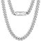 KRKC&CO 10mm Panzerkette Weißgold beschichtet Cuban Link Chains Edelstahl Panzerkette kubanische Gliederkette für Herren Silbrige Halskette Hip Hop Halskette für Männer Jungen Größe 51cm