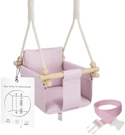 MAMOI® Columpio niños + Cinturón de Seguridad | 190-260cm Ajuste de la Altura del Techo | Columpio Infantil Interior Exterior | Columpios Infantiles | Columpio niño | 100% Eco | Hecho en la UE