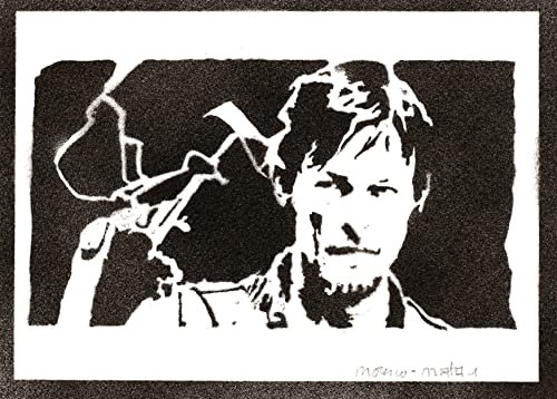 moreno-mata Echtes Handgemachtes Graffiti Daryl Dixon TV Serien Aesthetic Poster & Kunstdrucke Bilder TWD Plakat Handmade Deko Wandbilder Wohnzimmer Wanddeko Geschenke für Männer und Frauen
