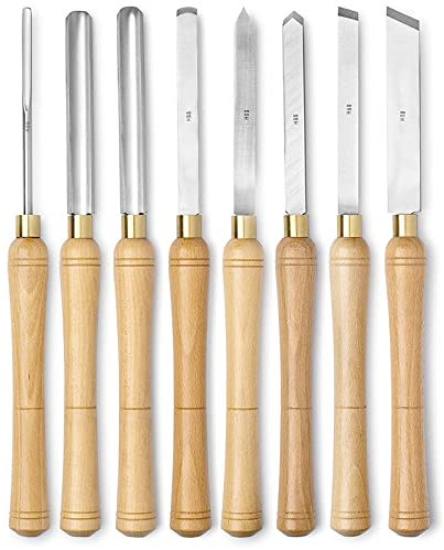HSS Drehmeißel Holz Set Boxed, 8PC Drechselbeitel Drechseleisen, Holzdrehmeißel Set, Holz Drechselwerkzeug Meissel Für Profis Oder Bastler Zum Drechseln Holzbearbeitung Holzschnitzereien