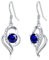 Damen Ohrringe aus 925 Sterling Silber Saphirfarbe Ohrringe Drop Halo Ohrringe mit Kristallen, edlen Schmuck Geschenk für Frauen Mädchen