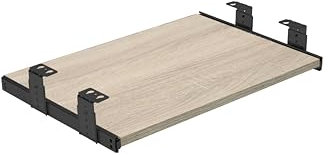 FIX&EASY Tastaturauszug Up&Down, Tastaturablage 390X300mm sonoma eiche Dekor, Auszugschienen mit Einrastfunktion höhenverstellbar schwarz 300mm, Set Ablage und Auszug mit Verriegelung für Laptop