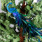 Fotrsta 2 x blaue Pfauen-Weihnachtsdekorationen mit Metallclip, langer Schwanz, Pfauenfeder, Schaumstoff, Vogel mit Glitzer, DIY Hochzeits-Weihnachtsbaumschmuck