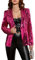 IWFEV Damen Pailletten Blazer Langarm Sparkle Open Front Jacke Schalkragen Cardigan, Rose, M