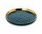 HowHomely Grün Tablett Rund 20 cm Ø aus Keramik mit Goldenem Rand – Vielseitiges Serviertablett Rund für Dekoration im Wohnzimmer oder als Eleganter Frühstückstablett