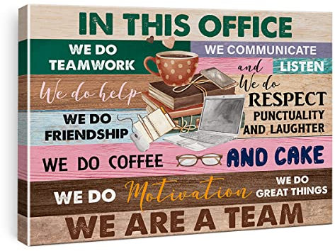 Positive Office Zitate Leinwand Wandkunst Dekor in diesem Büro We Do Teamwork Poster Gemälde Gerahmter Druck Schilder Bild für Zuhause Firma Büro Dekor 30,5 x 38,1 cm