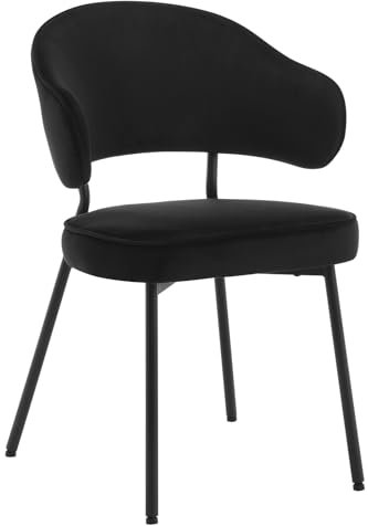 WOLTU Esszimmerstuhl, Küchenstuhl, Polsterstuhl, Loungesessel, Wohnzimmerstuhl, Design Stuhl, mit Rückenlehne Armlehnen Metallbeinen, gepolstert, Samt, Schwarz, BH389sz-1
