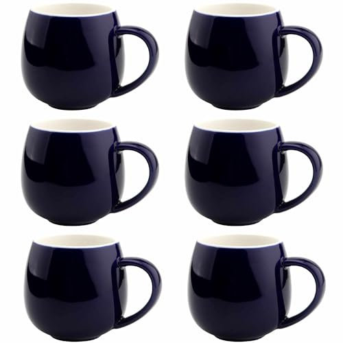 superyes Navy Blue Coffee Mugs Set of 6 for Latte Cappuccino Cup Ice Cream Hot Chocolate 12oz