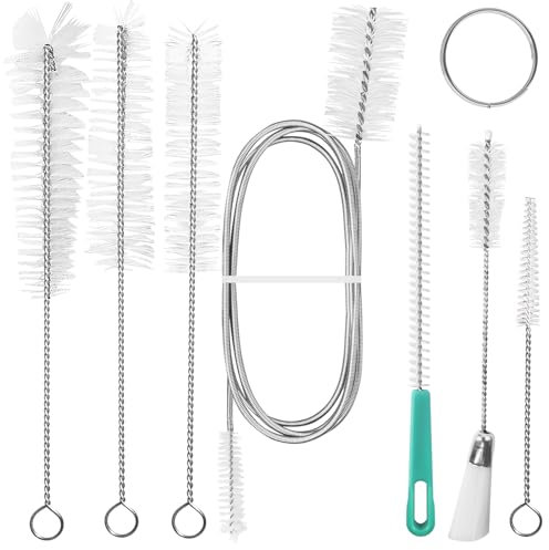 Bohoray 7pcs Pipe Cleaners for Cleaning, Nylon Bottle Brushes for Cleaning, Metal Straw Cleaner Brush, Reusable Bottle Cleaner Brush for Washing Narrow Neck Bottles Teapots Coffee Machine Tube