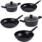 Russell Hobbs COMBO-9110 Verde Thermocollar Pot and Pan Set – 5 Piece Frying Pans & Stockpots, Healthy Ceramic Non-Stick Coating, PFAS-Free, Recycled Aluminium, Induction, Temperature Indicator
