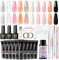 PEACECOLOR Poly Nägel Set 10 Farben Poly Nagelgel Rosa Weiß Orange Schwarz Transparent Proxy Soak off Gel Base und Matte Top Coat Fake Nails Gel Nail Builder Kit 10ml