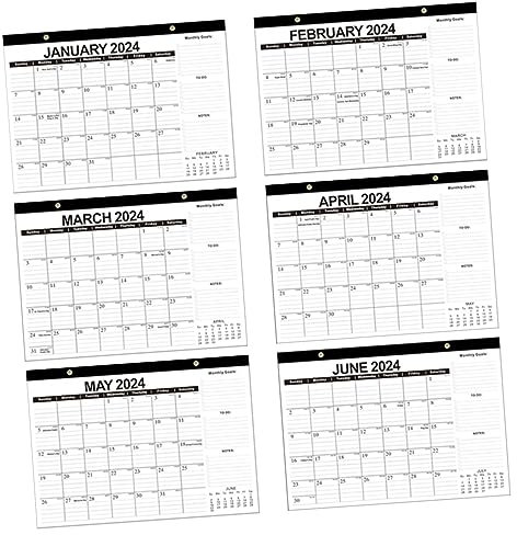 SEWACC Englischer Wandkalender 2024 Memo-Kalender 2024 Jahreskalender countdown kalender countdown calender Wandkalender für den Haushalt Kalender zum Aufhängen im Büro Papier Black