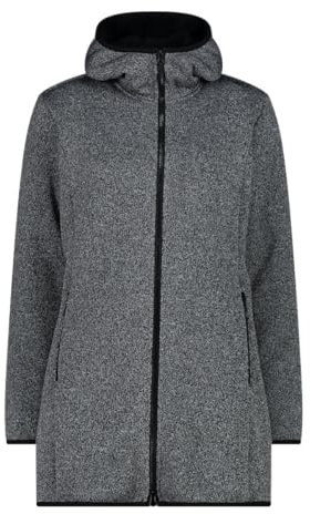 CMP Felpa Parka in pile High Loft da donna con cappuccio, 34H2556 (IT, Testo, XXS, Regular, Regular, Alluminio/Nero)