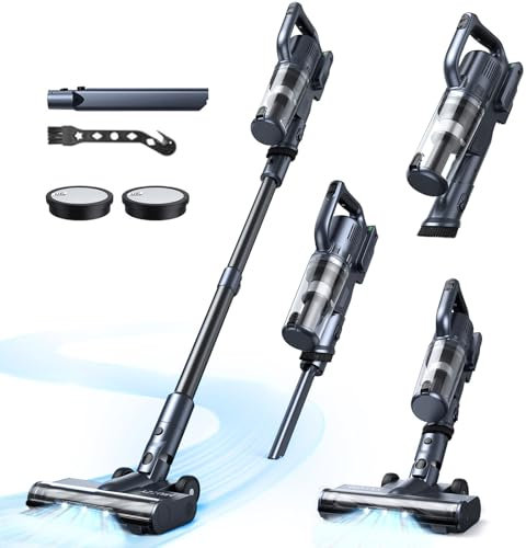 MIUZZY Aspirateur Balai sans Fil, 30000Pa Puissance d'Aspiration, Autonomie de 50min, Autoportant, Anti-Enchevêtrement, Aspirateur Balai Léger pour Sols Durs, Moquettes, Voitures et Poils d'animaux