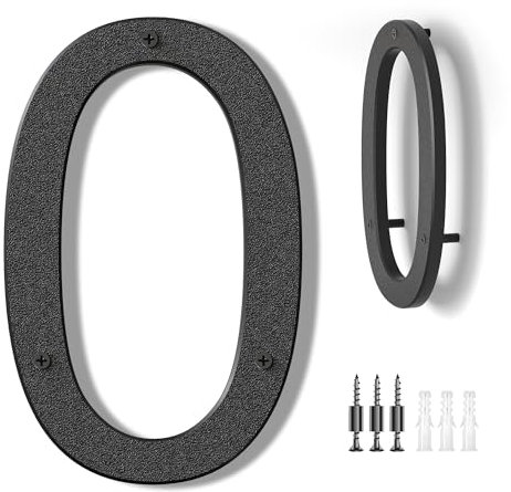 Numero Civico Moderno, Numero Civico Grandi Numeri Civici in Plastica Nero, Targa Con Numero Civico Galleggiante 10 pollici/25.4 cm per Giardini, Caselle di Posta, Strade e Port - Numero 0