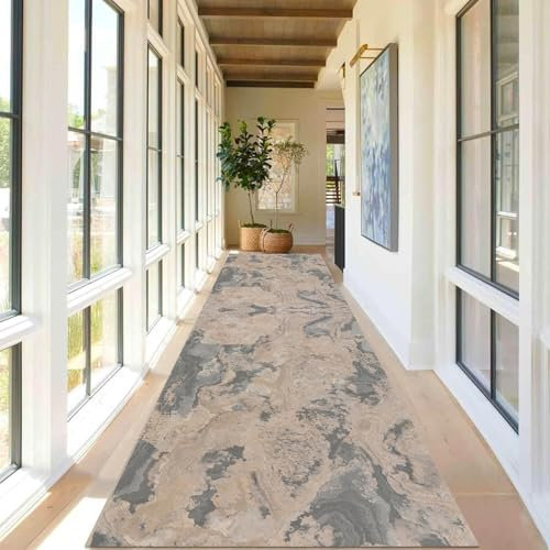 RBQIZVW Langläufer Flachflorteppich Für Küche Flur Wohnzimmer Rutschfester Antistatischer Küchenläufer Flurteppich Waschbar Langlebig Hochwertiger Teppich,Grau,60×100cm
