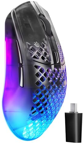 SteelSeries Aerox 3 Wireless Gen 2 – Ultraleichte 68-g-Gaming-Maus, 4K-Polling, 26K-DPI-Optiksensor, 200 Std. Akkulaufzeit, IP54, 80 Mio. Klicks, RGB, Gleitfüße aus reinem PTFE, Shadow