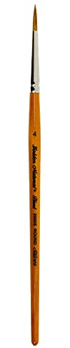 Silver Brush Series 2000S Golden Natural Round Brush with Short Handle, Natural Hair Synthetic Blend, Claret, Size 4