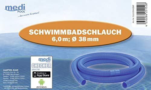 Medipool Schwimmbadschlauch BLAU Muffe Schwimmschlauch Pool - Made in EU - Ø 38mm - 6,0m