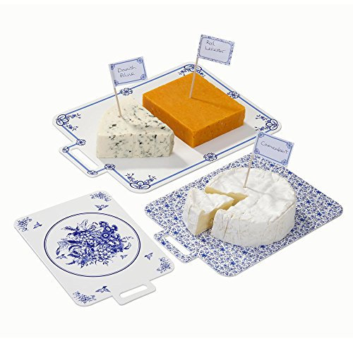 Talking Tables Party Porcelain Blue Paper Cheese Board for a Dinner Party or General Celebration, Blue & White (3 Pack)