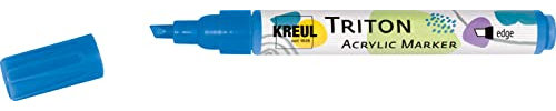 KREUL 17828 - Triton Acrylic Marker edge, primärblau, Keilspitze, Strichstärke circa 1 bis 4 mm, auf Wasserbasis, Acrylmarker zur Gestaltung von Papier, Holz, Stein und vielem mehr