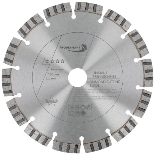 PRODIAMANT Laser Diamanttrennscheibe 180mm Beton Stahlbeton Stein und Ziegel Diamant Turbo-Segmente lasergeschweißt