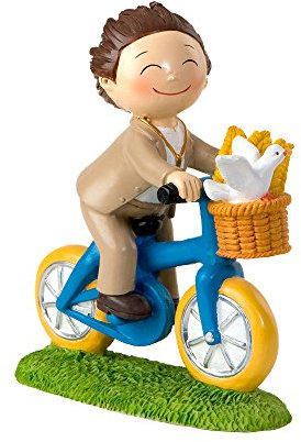 Mopec Kuchenfigur für Kinder auf dem Fahrrad, Polyresin, braun, 4.09x13.7x16 cm