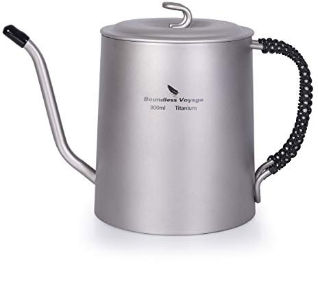 iBasingo 800ml Titan Kaffeekessel Leicht Wasserkocher Tasse Set Anti-verbrühender Griff Indoor Outdoor Camping Kantine Teekanne Essgeschirr für Induktionsherd Picknic Heimgebrauch Kochgeschirr Ti3095D