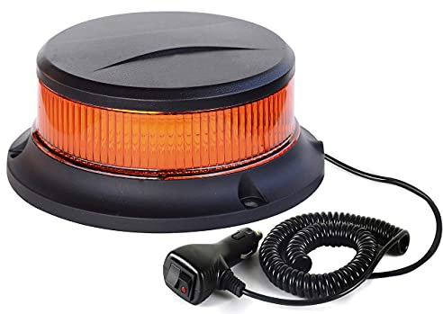 Ryme Automotive - Rotativo LED Homologado R65, Ambar Señalización Advertencia, Alta Visibilidad, Luz Emergencia Tractor, vehículo Agrícola, Grúa, transporte Especial, Homologado R65