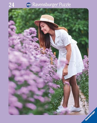 Ravensburger Fotopuzzle 24 Teile mit eigenem Bild Lila Rahmen Hochformat | 24 Teile, Zum Selbstgestalten, Personalisierte Fotogeschenke, Für Kinder und Erwachsene