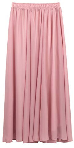 Camilife Gonna da Donna in Chiffon, Gonna Lunga da Spiaggia, Gonna Maxi per L'Estate, Spiaggia, per Tutti i Giorni, Feste, Lunghezza 100cm Tinta Unita Rosa Grezzo