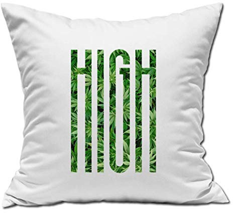 Luckyprint High Weed Cannabis Smokers Graphic Weißes Kissen 40x40cm