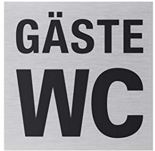 Metafranc Klebeschild Gäste-WC - 80 x 80 mm - Aus Aluminium - In moderner Edelstahl-Optik - Selbstklebende Rückseite / Beschilderung / Infoschild / Toilettenschild / 507190