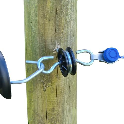 DOBLIT Gate Anchor Insulator - Double Sided Gate Handle Gateway Hook Screw-In Insulator Electric Fence Insulated Fencing Hook with Wood Screw for Timber Posts (30)