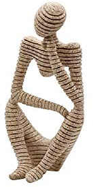 Beruyu Creative Sandstone Carving Abstract Figures Decorative Ornaments, Resin Thinker Sculpture Crafts, Home Living Room Bedroom Office Decoration (Left hand)